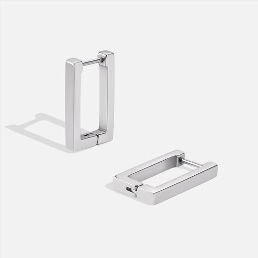 Silber Rectangle Creolen Ohrringe Alma