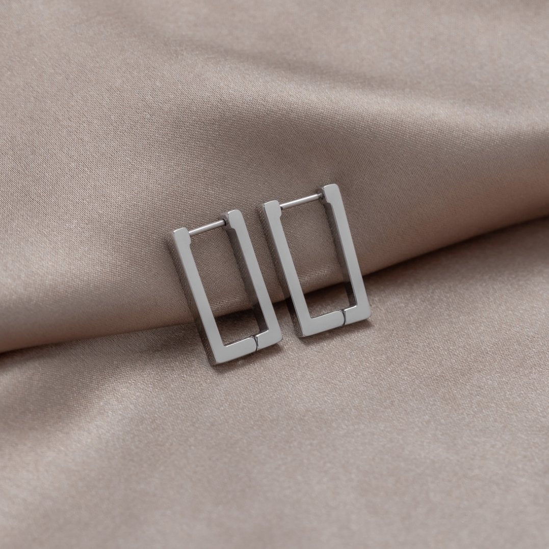 Silber Rectangle Creolen Ohrringe Alma