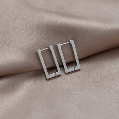 Silber Rectangle Creolen Ohrringe Alma
