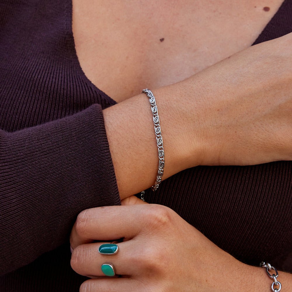 Silber Swirl Glieder Ketten Armband Alma