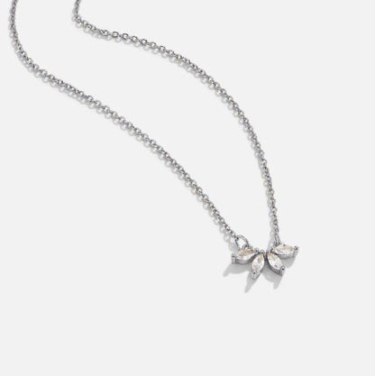 Silber Tiffany Kristall Blatt Pendant Halskette Alma