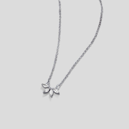 Silber Tiffany Kristall Blatt Pendant Halskette Alma