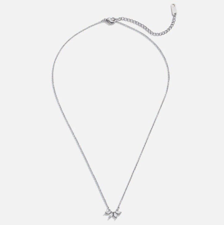 Silber Tiffany Kristall Blatt Pendant Halskette Alma