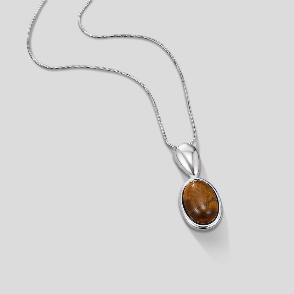 Silber Tiger Eye Stein Long Halskette Alma