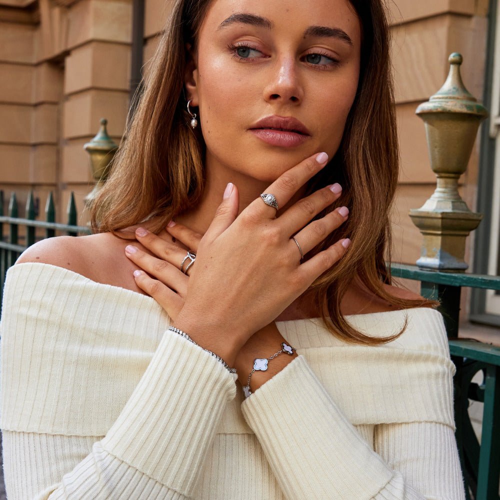 Silber Vintage Royal Perlen Ring Alma