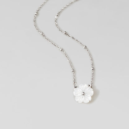 Silber White Blossom Blumen Halskette Alma