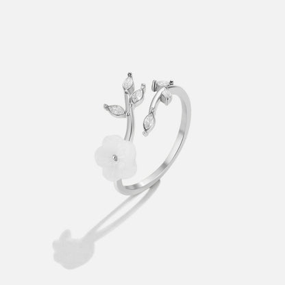 Silber White Blossom Blumen Ring Alma