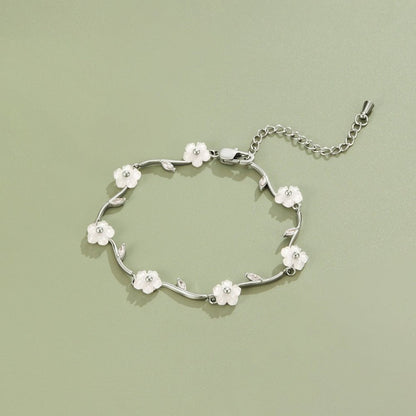 Silber White Perlen Blossom Armband Alma