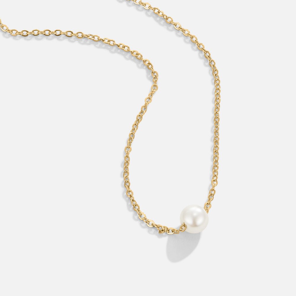 Solitaire Gold Perlenhalskette Alma
