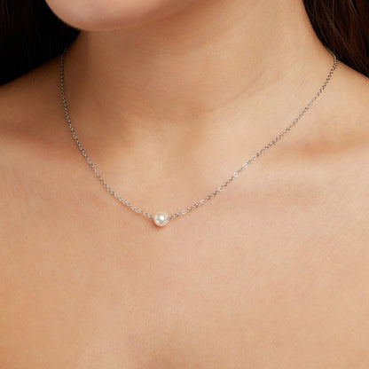 Solitaire Silber Perlenhalskette Alma