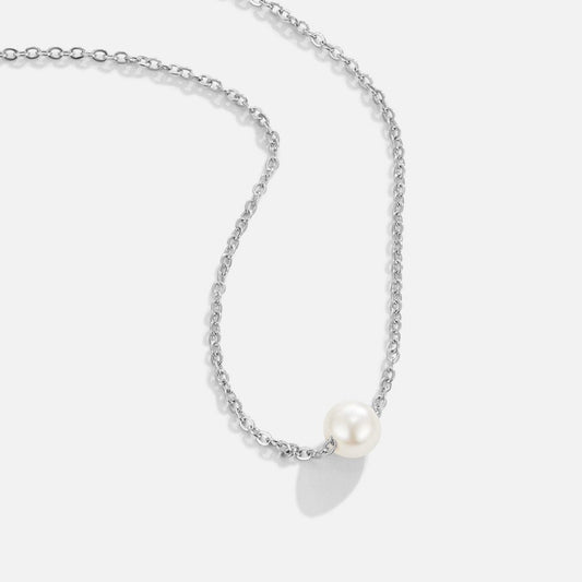 Solitaire Silber Perlenhalskette Alma