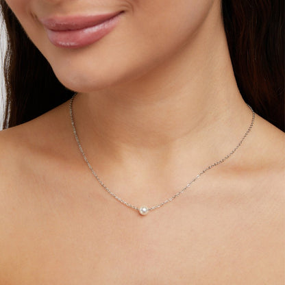 Solitaire Silber Perlenhalskette Alma