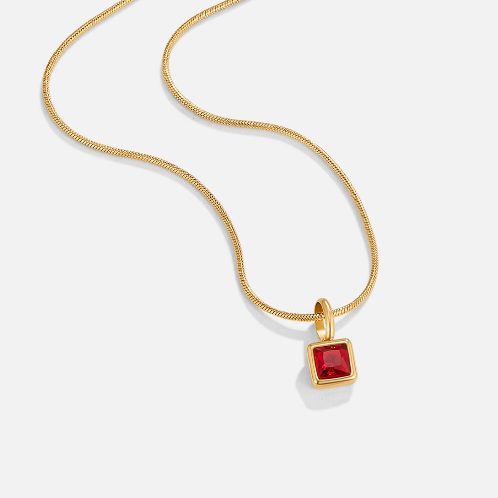 Square Pendant Geburtsstein Halskette Alma