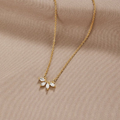 Tiffany Kristall Blatt Pendant Halskette Alma