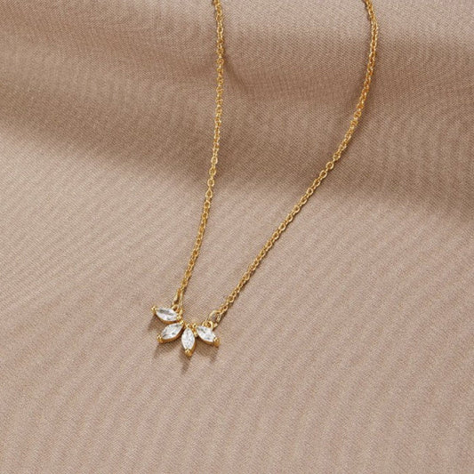 Tiffany Kristall Blatt Pendant Halskette Alma
