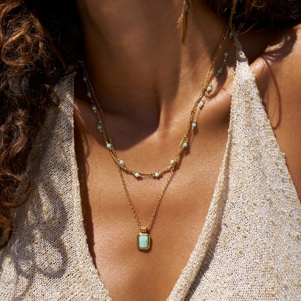 Turquoise Perlen Ketten Halskette Alma