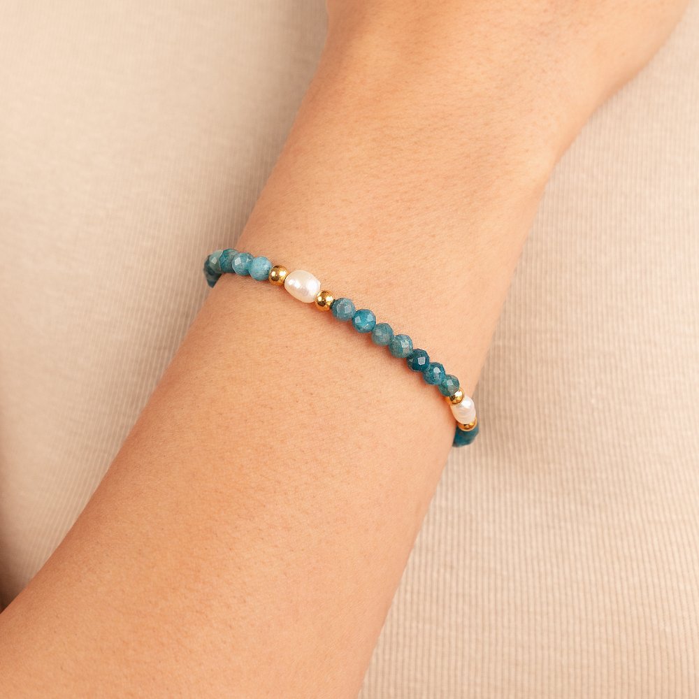 Turquoise Blue & Perlen Perlenarmband Alma