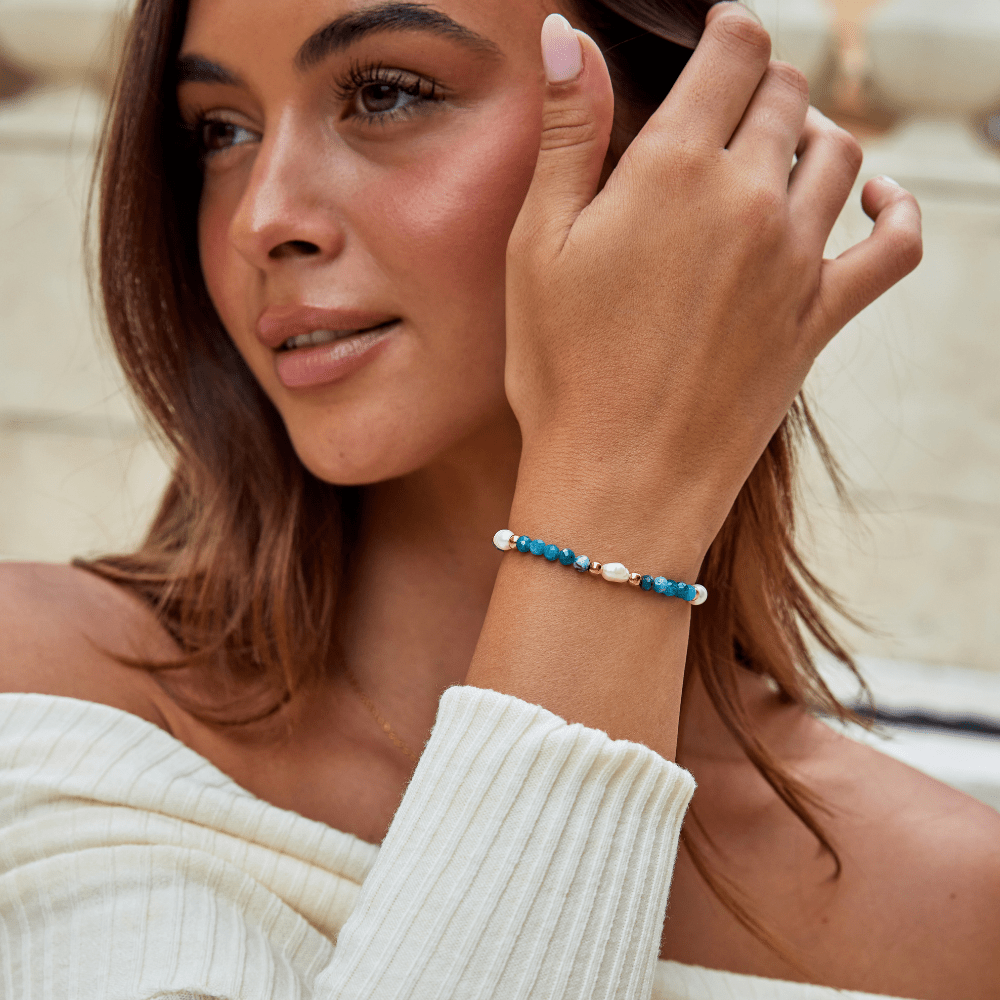 Turquoise Blue & Perlen Perlenarmband Alma