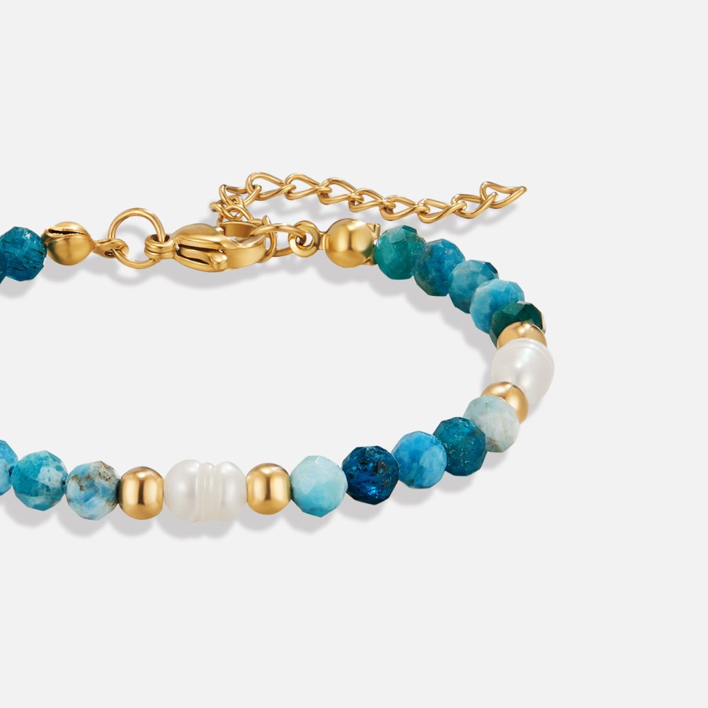 Turquoise Blue & Perlen Perlenarmband Alma