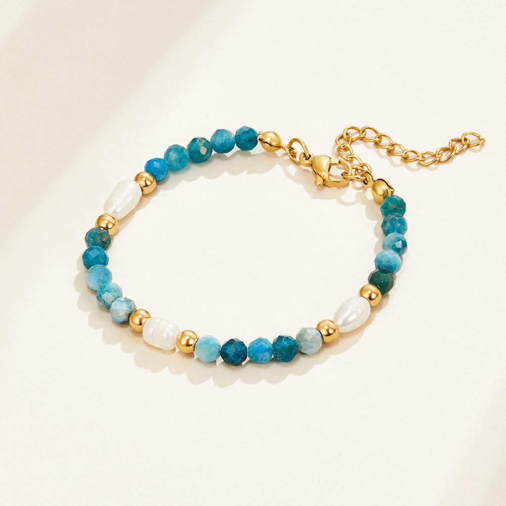Turquoise Blue & Perlen Perlenarmband Alma