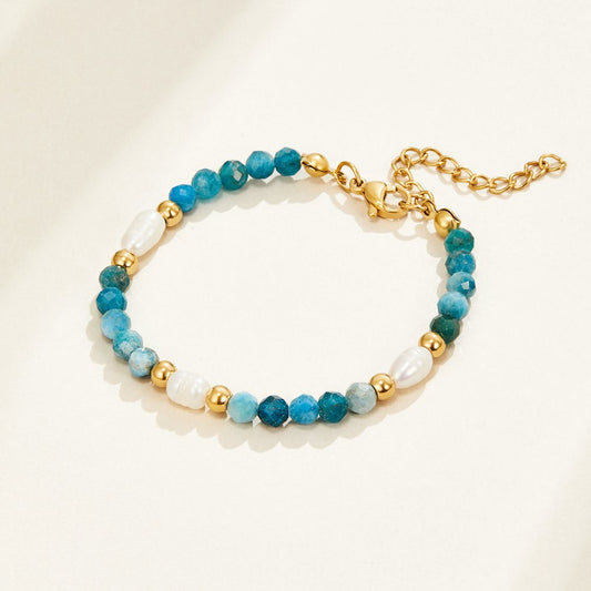 Turquoise Blue & Perlen Perlenarmband Alma