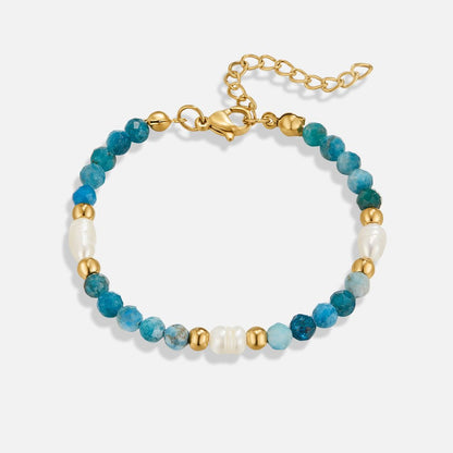 Turquoise Blue & Perlen Perlenarmband Alma