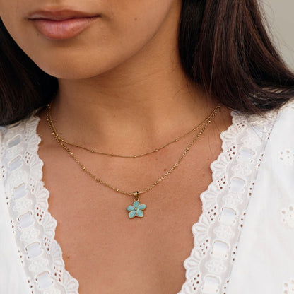 Turquoise Sakura Bloom Goldhalskette Alma