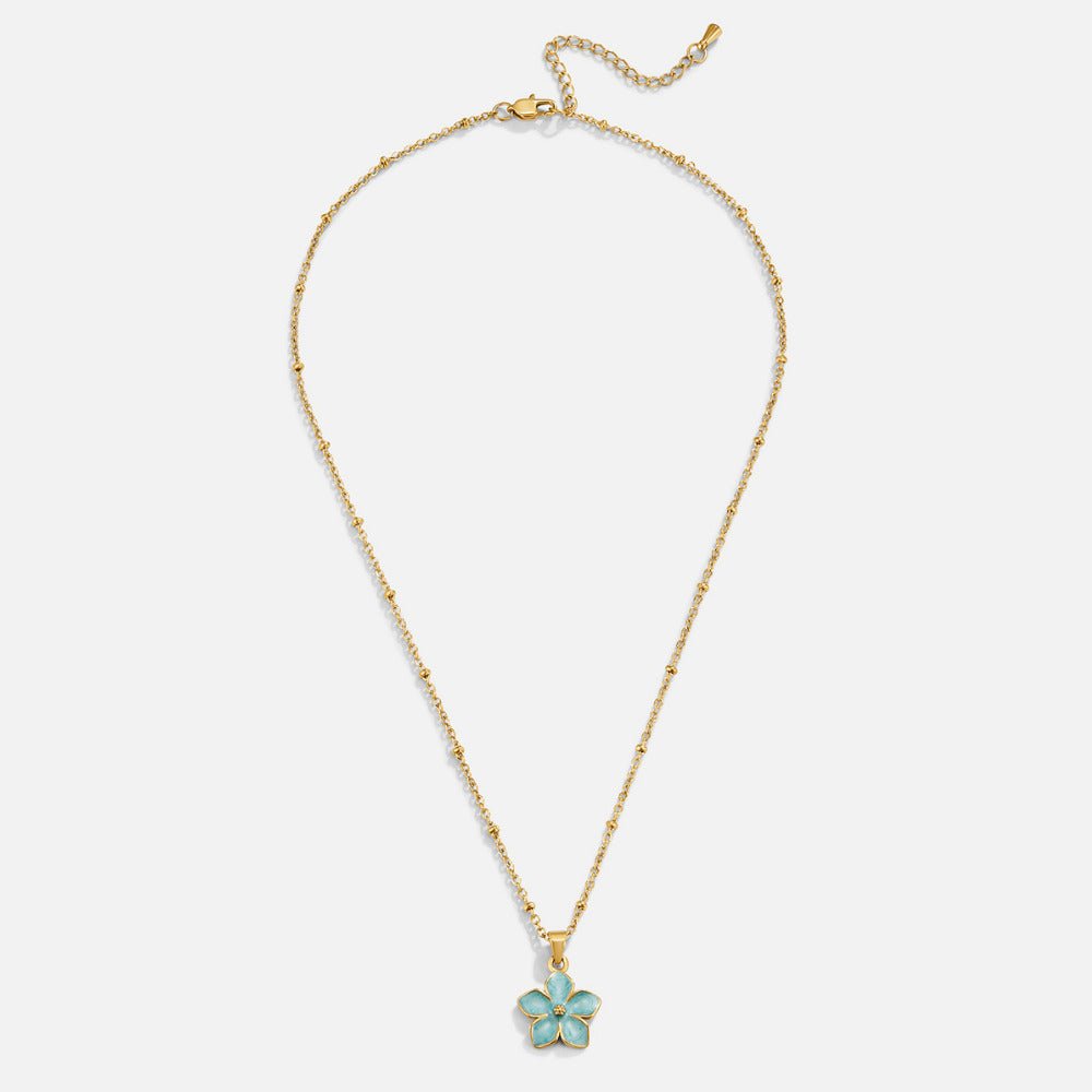 Turquoise Sakura Bloom Goldhalskette Alma