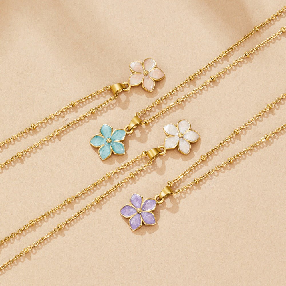 Turquoise Sakura Bloom Goldhalskette Alma