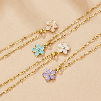Turquoise Sakura Bloom Goldhalskette Alma