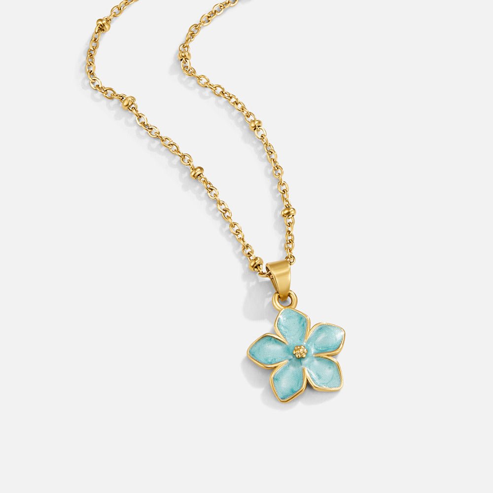 Turquoise Sakura Bloom Goldhalskette Alma