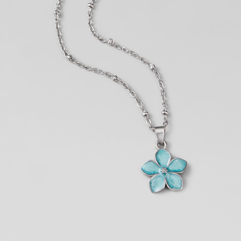 Turquoise Sakura Bloom Silber Halskette Alma