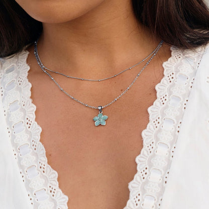 Turquoise Sakura Bloom Silber Halskette Alma