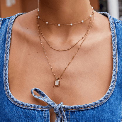 Valerie Mehrlagige White Pendant Halskette Alma