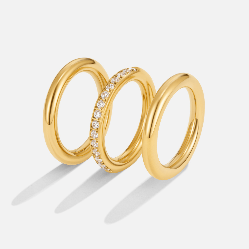Vana Trio Gold & Kristall Ring Set Alma