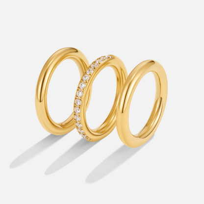 Vana Trio Gold & Kristall Ring Set Alma