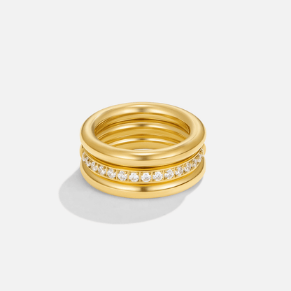 Vana Trio Gold & Kristall Ring Set Alma