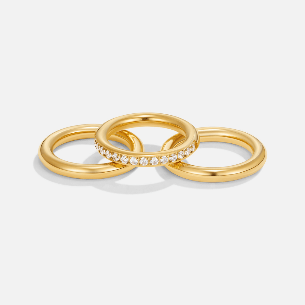 Vana Trio Gold & Kristall Ring Set Alma