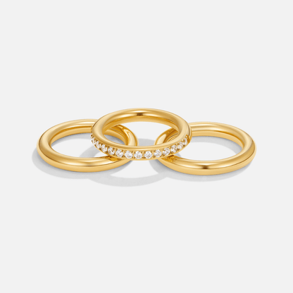 Vana Trio Gold & Kristall Ring Set Alma