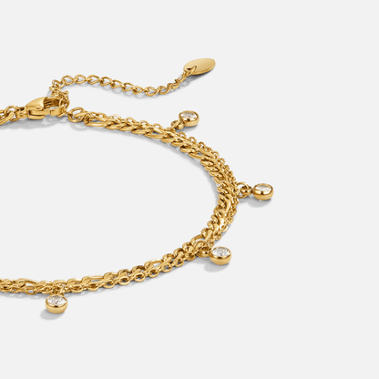 Vera Gold & Kristall Mehrlagige FußKettchen Alma