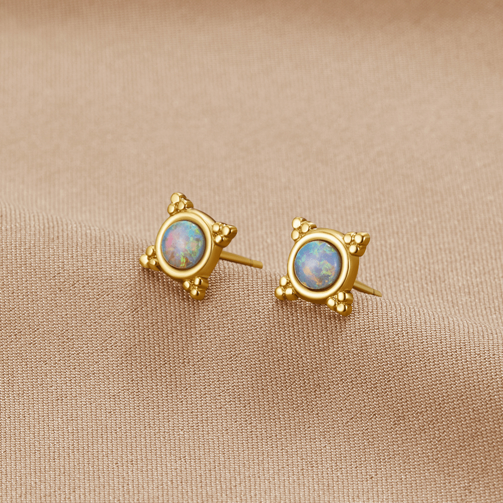 Vintage Blue Opal Stecker Ohrringe Alma