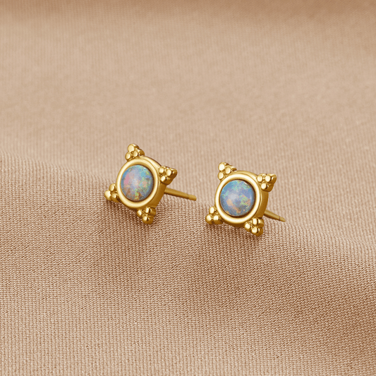 Vintage Blue Opal Stecker Ohrringe Alma