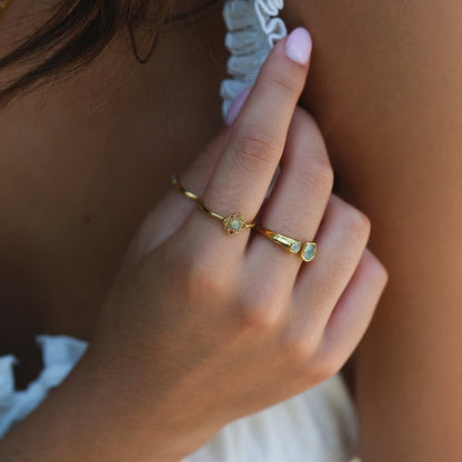 Vintage Lotus Blumen Opal Ring Alma