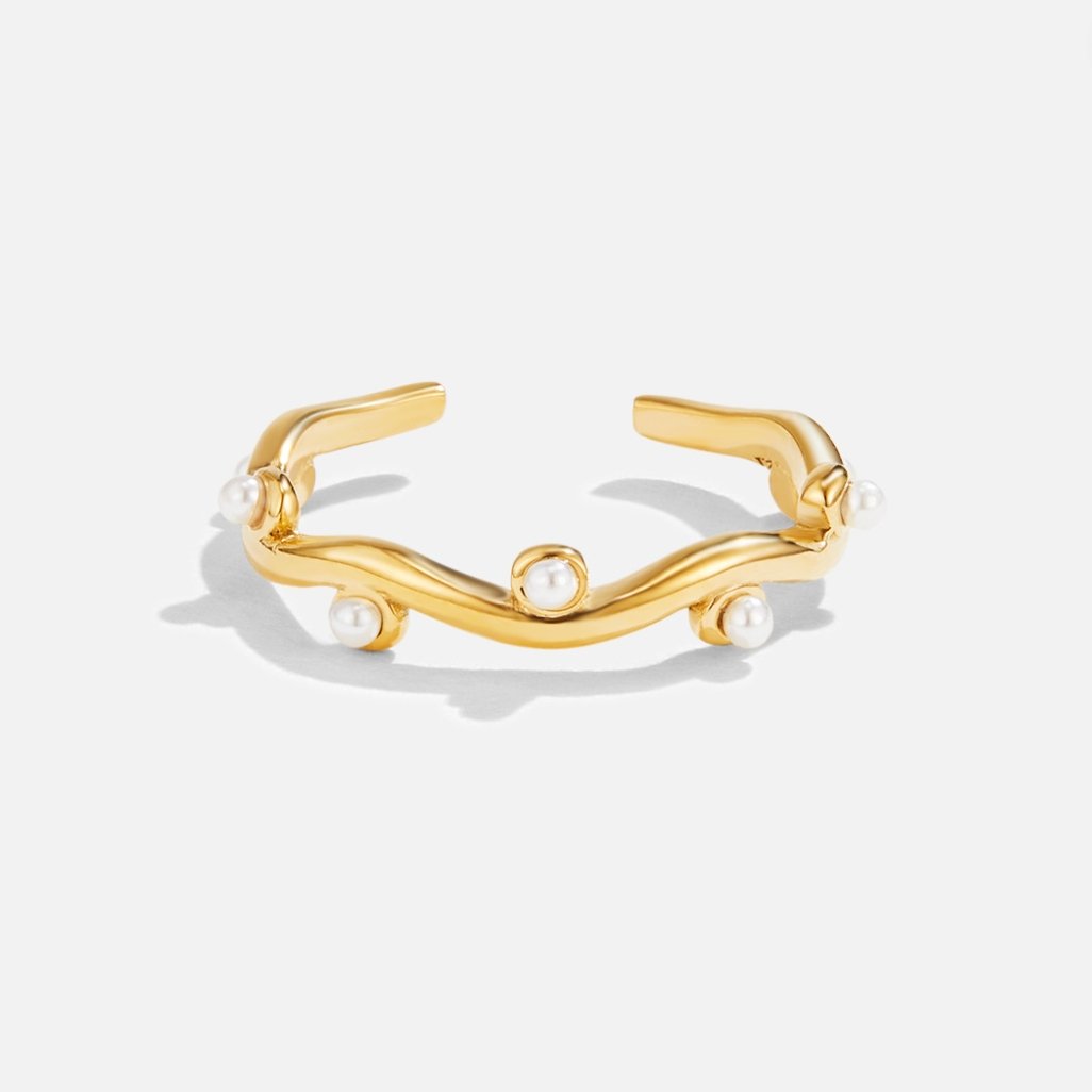 Wavey Perlen 18K Goldring Alma