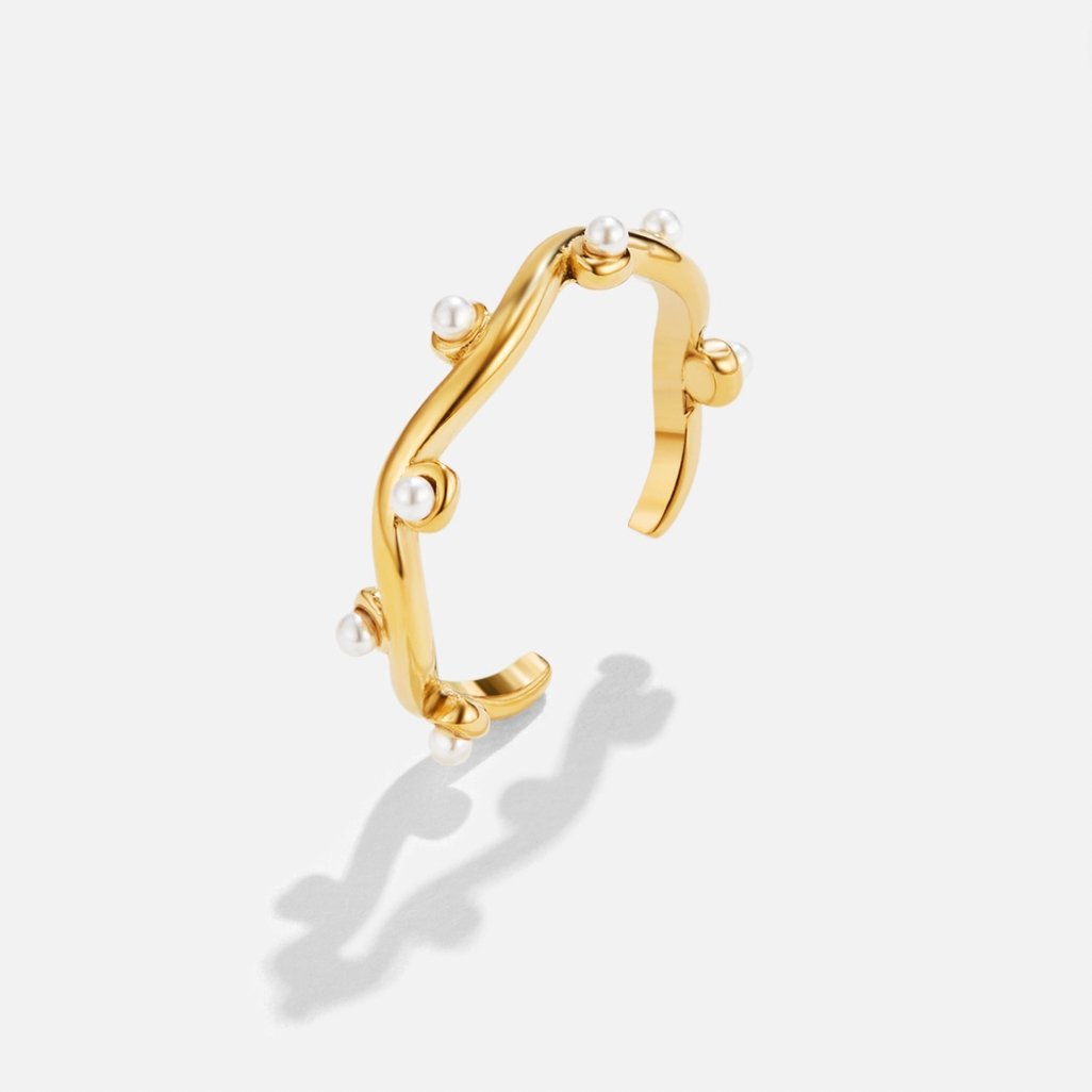 Wavey Perlen 18K Goldring Alma