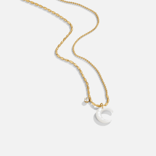 White Crescent Mond Halskette Alma