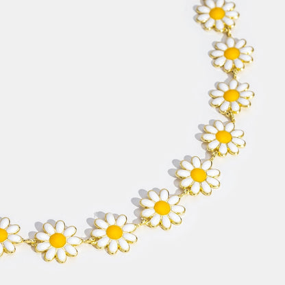 White Daisy Blumen Halskette Alma