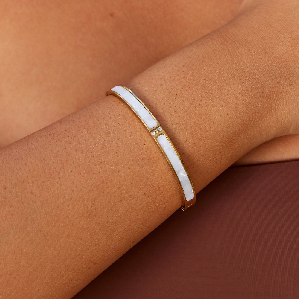White Sahara Gold Armreif Alma