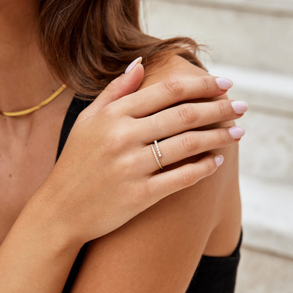 “Wrap Me” Perlen & Kristall Ring Alma