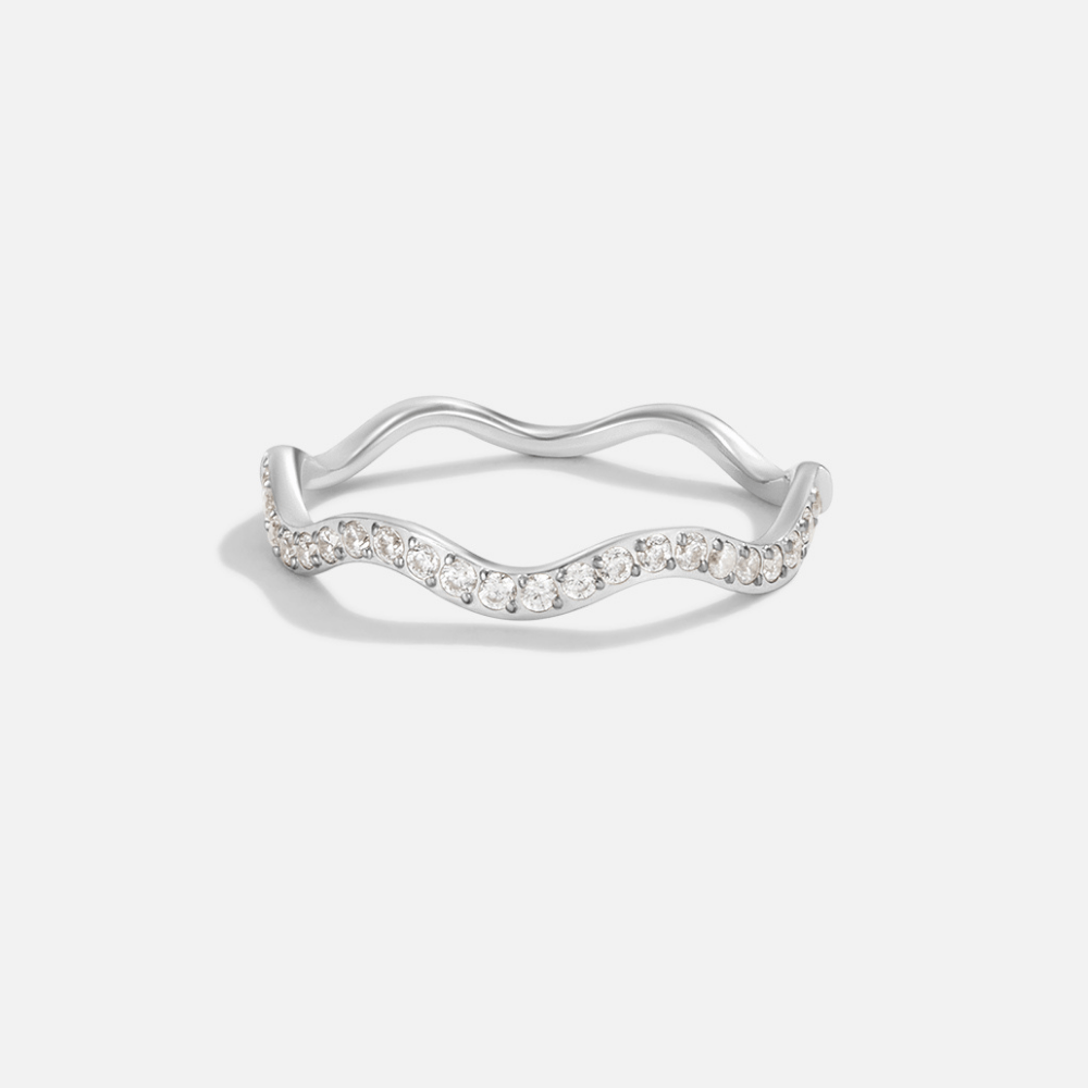 Zenya Kristall & Silber Welle Ring Alma